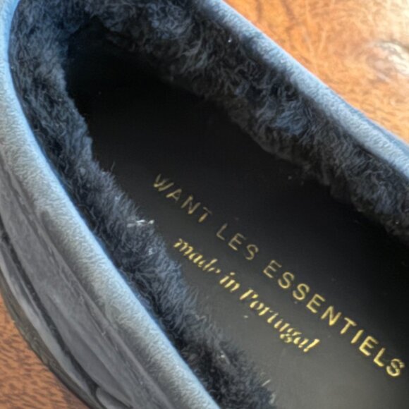 Want Les Essentiels (Portugal) Graves Shearling Lugged Navy Loafers-Size 39-BNWT - Picture 5 of 9